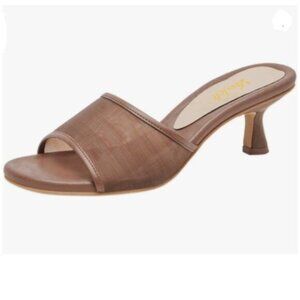 miss left Women Comfortable Low Heel Soft Insole Mesh Mules Sandals Dark Coffee